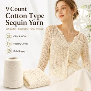 9S Cotton Like Sequin Knitting Yarn Gentle Shiny Sequins Lightweight Summer Fancy Yarn Factory Ready Stock
