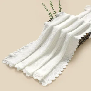 AMimixiong Fancy Edge Knitted Solid Eco-Friendly Breathable Skin-Friendly All-Season Swaddle Bedding Cotton Blankets