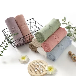 AMimixiong OEKO-TEX Personalized Soft Cotton Swaddle Knitted Shell Fancy Edge Shower Gift Blankets