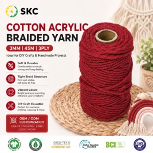 Abrasion Resistant Uster Tested Anti-pilling Soft 3mm/45m Acrylic Blended Knitting Yarn Eco-Friendly High Tenacity