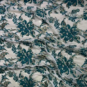 African Designer Metallic Organza Jacquard Brocade Fabric for Women Garment
