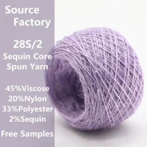 Ali Preferred Sequin Core Spun Yarn 45% Viscose 20% Nylon 33% Polyester 2% Sequin 28S Custom Color for Knitting Machine
