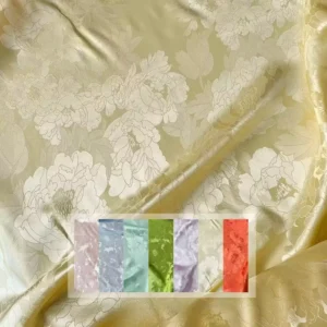 Allover Large Peony Pattern Chinese Style Design 100% Mulberry Silk Wide Width Silk Jacquard Fabric for Women Cheongsam Garment
