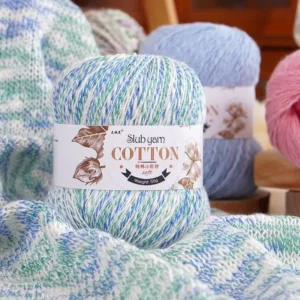 Anti Pilling Pure Cotton Semi Worsted Fancy Slub Small Belly Yarn for Weaving Machine Knitting Craft DIY Apparel Textile