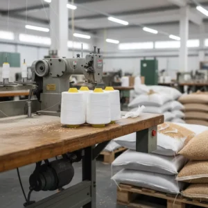 Available Sample Raw Ring Spun Core 103 104 Closing Bag Yarn 100% Polyester Closing Bag Thread 200g 1kg 2kg