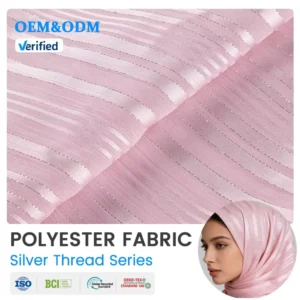 B1 Lightweight OEM Sheer Silver Jacquard Polyester Chiffon Hijab Fabric for Summer Shawl