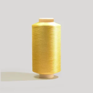Beeswax Yellow 100% Polyester 150D/300D DTY Eco Friendly Core Spun Dyed Yarn Breathablele