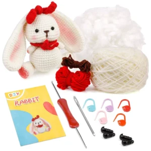 Beginner Friendly DIY Rabbit Doll Amigurumi Crochet Material Bag All Supplies Acrylic Yarn Sewing Tools Cute Crochet Toys Kids