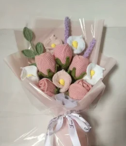 Big Handmade Preserved Crochet Flowers Bouquet Knitted Wool Cotton Long Lasting 3 5 Years Valentine’s Day Day