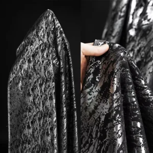 Black and Silver Double sided Plain Jacquard Fabric Hanfu Cheongsam Vintage Tailored Suit Style Clothing Fabric