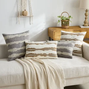 Boho Tufted Cushion Cover Modern Textured Pillow Case Decorative Cotton Woven Lumbar Pillowcase for Sofa Couch Decor