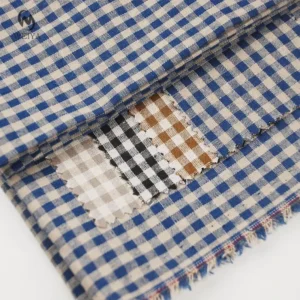 Boy Women Shirt Dress Garment Plain Style Yarn Dyed Small Plaid 70 Cotton 30 Linen Gingham Fabric