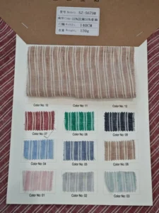 Breathable Textile Yarn Dyed Light Weight Stripe Organic 50% Hemp 50% Flax Linen Fabrics for Shirts Summer