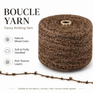 Brown Boucl Loop Mixed Textured Yarn Soft Fluffy Copper Melange Fancy Knitting Crochet Polyester Sweater Cardigan Scarf Hat