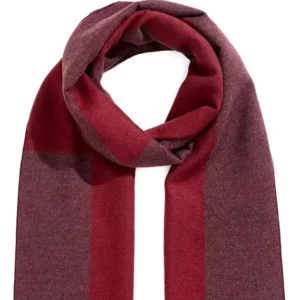 Burgundy Men’s Women’s Scarf Warm Texture Long Plaid Pattern