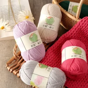 COTTON YARN 60% Cotton and 40% Acrylic for Women Sweater Scarf Hand Knitting Yarns 130m Per 40grs