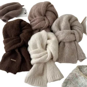 Cashmere Solid Color Knitted Scarf for Women Winter New Style High end Sentimental Couple Yarn Wool Scarf