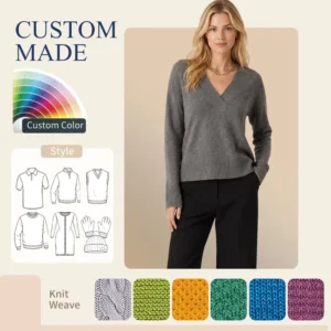 Casual V Neck Knit Women Sweater Cashmere Wool V-Neck Jumper For Winter
