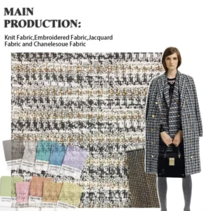Chane-style Custom Fancy Coat Check Fabric 65% Polyester 35% Cotton Acrylic Tweed Knitted Fabric for Women Garment