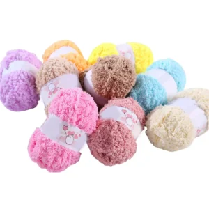 Charmkey Coral Coarse Baby Soft Knitting Spun Chunky Carpet Fluffy Yarn for Crochet and Weaving Doll Hat