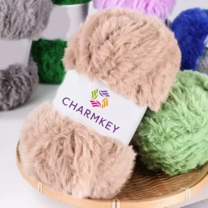 Charmkey Super Soft 100% Polyester Fancy Faux Fur Yarn for DIY Crochet Knitting