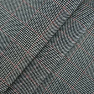Check Melange Jacquard Woven 100% Merino Wool Fabric for Casual Suits
