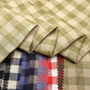 China High Quality Yarn Dyed Plaid Check 100% Flax Linen Fabric for Shirt Clothing