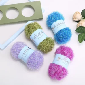 Christmas Holiday Yarn Craftsmanr 1.5S 23 Colors Glitter Scrubbing Yarnr Xmas DIY Dish Towel Glass Wash Festive Crochet