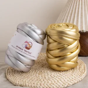 Chunky 3CM Thick Shine Metallic Color Crochet Yarn 100% Polyester for DIY Bags Cushions Cat Nest Hand Knitting