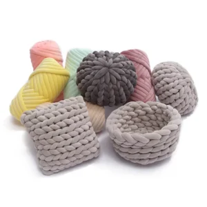 Chunky Vegan Velvet Tube Giant Yarn for Hand Knitting Blanket