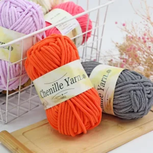 Chunky Yarn Chenille 50g Roll 100% Polyester Velvet Baby 3mm Chenille Blanket Yarn Hand Woven Crocheted Thin Chenille Yarn