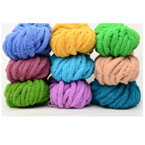 Chunky polyester chenille yarn factory 35 colors ready in stock