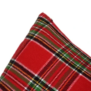 Classic Red Plaid Christmas Throw Pillow Soft Knit Skin-Friendly Washable Festive Home Decor Sofa Cushion Cover