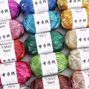 Cloth Thread Braided Polyester Knitting DIY Sewing Crochet Bag 100g Melange Metallic Fancy Stylish Hand Knit Fabric Yarn