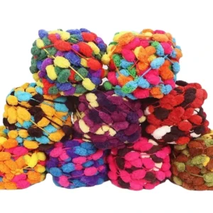 Colorful 100% Polyester Hand Knitting Ball Chenille Pom Pom Large Crochet Yarn with High Tenacity Recycled Dyed Fancy Yarn