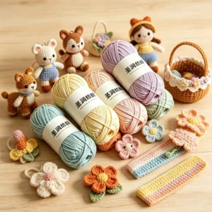 Colorful 50G Eco Friendly Ring Spun Acrylic Yarn Flame Retardant Anti static Dyed Hand Woven Scarf