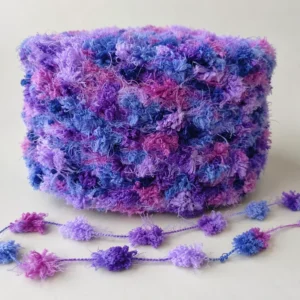 Colorful Dyed Gradient Knot Pompom Yarn Blended Fluffy Soft Polyester Ball Crochet Machine Hand Knitting DIY Scarf Sweater Towel