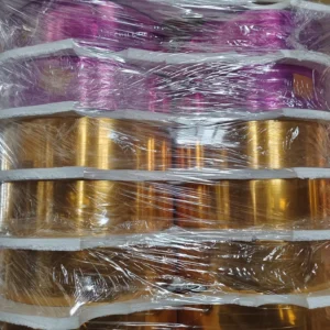 Colorful PET Polyester Metallic Yarn Film for Embroidery Knitting High Tenacity Anti Pilling Metallic Yarn
