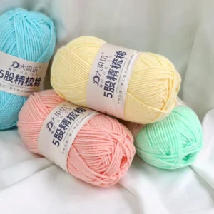 Combed Cotton Yarn 5-Ply 50g Milk Acrylic Blend Ring Spun Anti-Pilling Dyed Baby Soft Hand Knitting Crochet Yarn