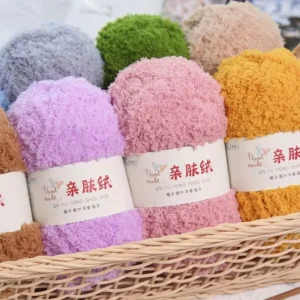 Coral Cashmere Chenille Yarn 100% Recycled Polyester for Knitting and Weaving Dye Patterned