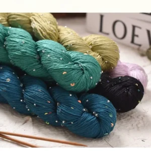 Cotton 4mm Sequin 100g Blended Yarn Dyed Hand Woven Crochet Hat Scarf Jacket with Embroidery and Color Bead Sequin Thread