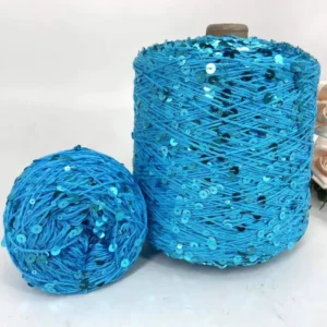 Cotton Blended Dyed Sequin Yarn 3mm 6mm Sequins Combed Fancy Yarn Sparkly Thread for Hand Knitting