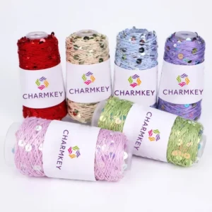 Cotton Sequin Cone Yarn with 3mm and 6mm Sequins for Hand Knitting and Crochet