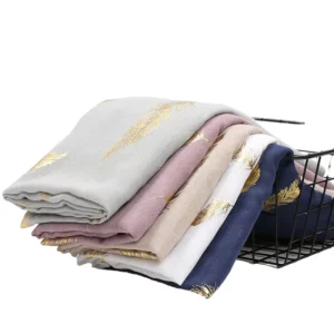 Cotton and Linen Gold-Stamped Printed Scarf Ethnic Minority Scarves Malay Headscarves