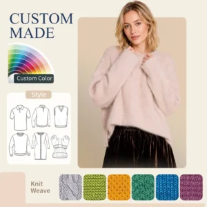 Cozy Oversized Alpaca Merino Blend Fluffy Round Neck Sweater For Women Casual All Season Layering