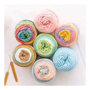 Crochet Hand Knitting Natural Rainbow Cake Cotton Blended Yarn 5 Ply