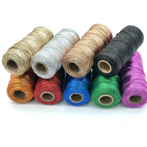Custom 328ft 1.5mm Gold Silver Tinsel Cord String Non Stretch Metallic Sparkle Thread for DIY Crafts Gift Packaging Bulk