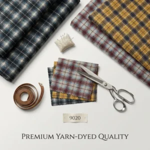 Custom #9020 Organic 400GSM Yarn Dyed Plain Plaid Knitted Tweed Fabric Make-To-Order for Men Women Apparel and T-Shirts