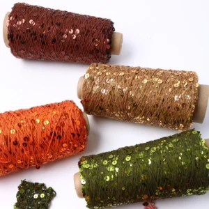 Custom Color 3+6MM Sequin Manufacturer Metallic Sequin Thread Factory Bulk for Fashion Knitting Sequin Yarn