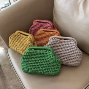 Custom High Quality Handmade Luxury Shiny Glitter Yarn Crochet Party Clutch Bag Evening Bags for Women Luxury